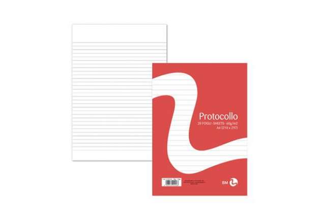 Immagine di Foglio protocollo - A4 - 1 rigo - 60 gr - BM - conf. 20 pezzi