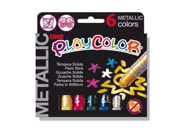 Immagine di Tempera solida in stick Playcolor - 10gr - colori assortiti - Instant - astuccio 6 stick metal
