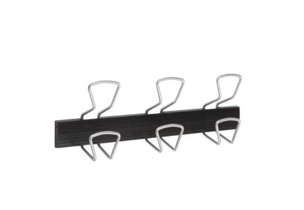 Immagine di Appendiabiti da muro - 3 posti - 46,5 x 7,2 x 16,5 cm - metallo/ABS - nero/grigio metallizzato - Alb