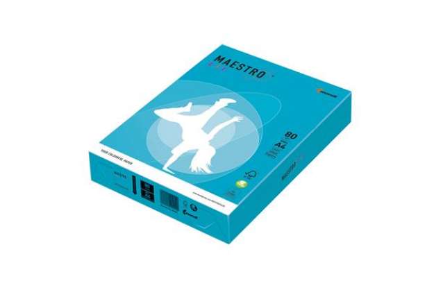 Immagine di Carta Maestro Color - A4 - 80 gr - azzurro forte AB48 - Mondi - conf. 500 fogli
