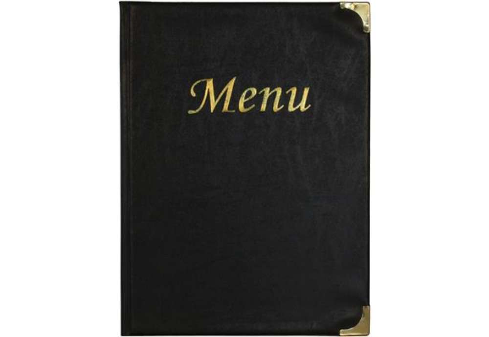 Immagine di Portamenù Basic - A4 - 31,5 x 24 cm - PVC - nero - 4+2 buste fisse incluse - Securit