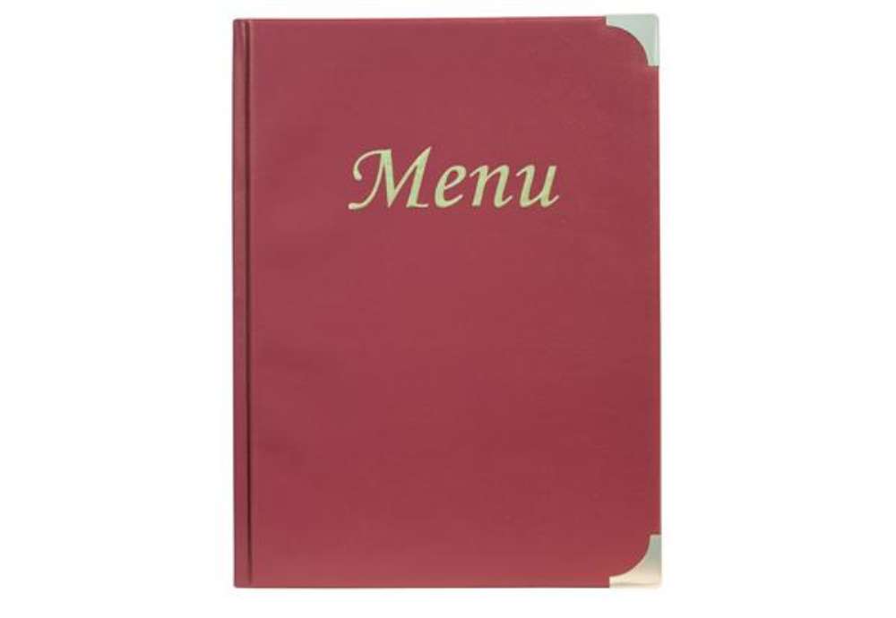 Immagine di Portamenù Basic - A4 - 31,5 x 24 cm - PVC - bordeaux - 4+2 buste fisse incluse - Securit