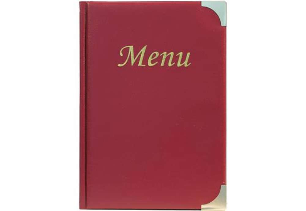 Immagine di Portamenù Basic - A5 - 23,7 x 17 cm - PVC - bordeaux - 4+2 buste fisse incluse - Securit