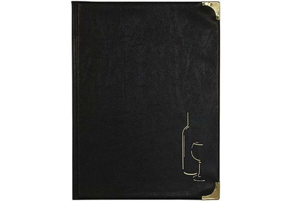 Immagine di Carta dei vini Basic - A4 - 31,5 x 24 cm - PVC - nero - 4+2 buste fisse incluse - Securit