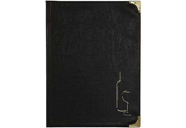 Immagine di Carta dei vini Basic - A4 - 31,5 x 24 cm - PVC - nero - 4+2 buste fisse incluse - Securit