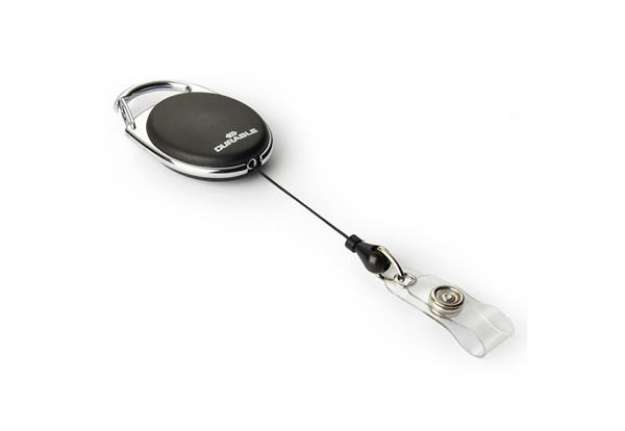 Immagine di Chiocciola YO-YO Style per portabadge - nero - filo retrattile 80 cm - Durable - conf. 10 pezzi