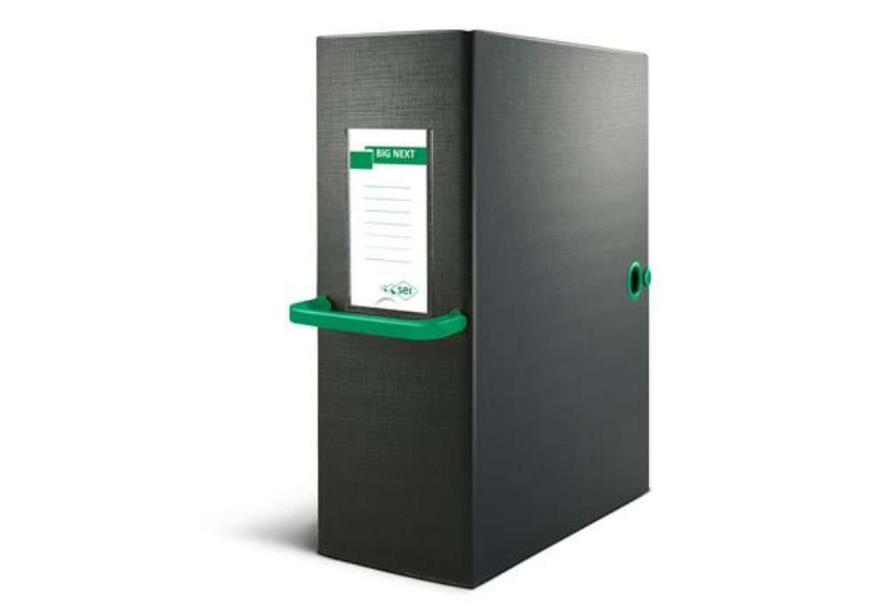 Immagine di Scatola archivio Big Next - dorso 12 cm - 25 x 35 cm - nero/verde - Sei Rota