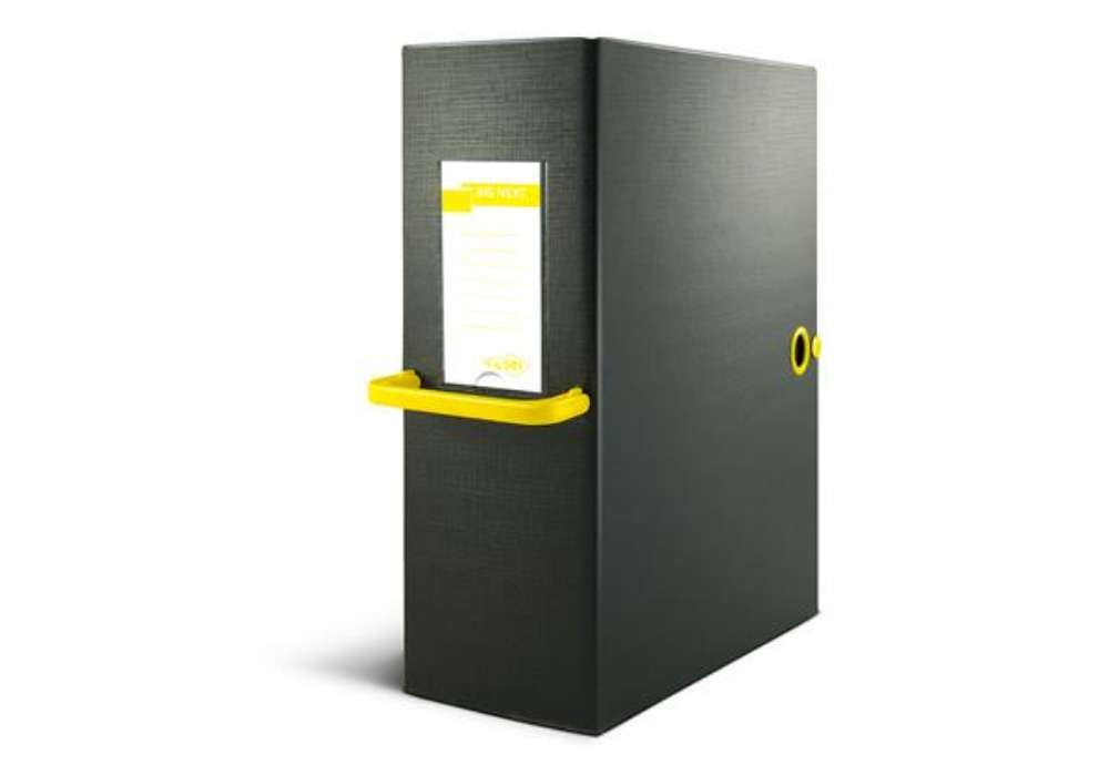 Immagine di Scatola archivio Big Next - dorso 12 cm - 25 x 35 cm - nero/giallo - Sei Rota