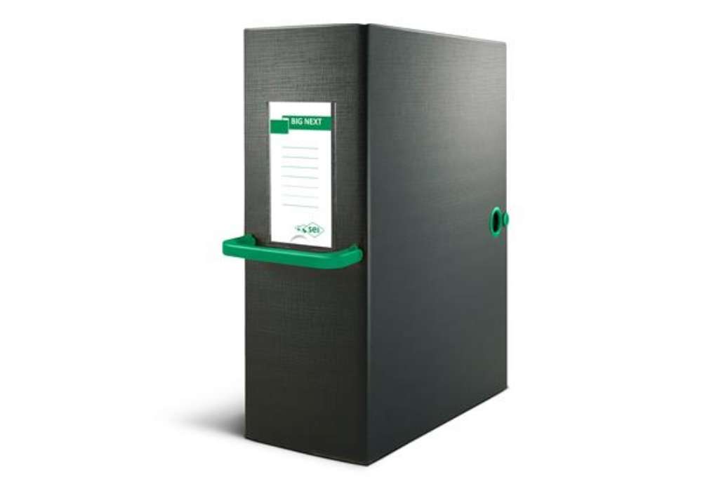 Immagine di Scatola archivio Big Next - dorso 16 cm - 25 x 35 cm - nero/verde - Sei Rota