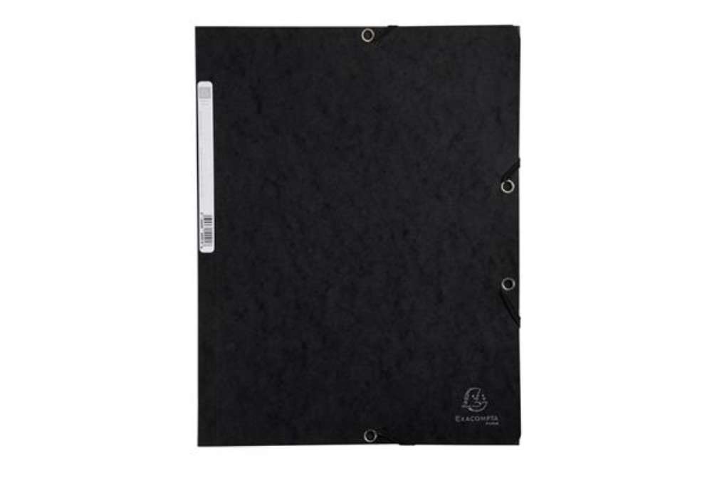 Immagine di Cartella 3 lembi con elastico angolare - A4 - dorso 0,3 cm - cartoncino Lustrè - nero - Exacompta