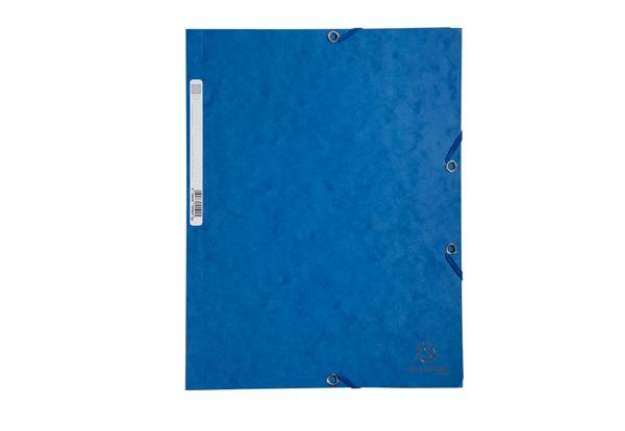 Immagine di Cartellina con elastico - cartoncino lustr? - 3 lembi - 400 gr - 24x32 cm - blu - Exacompta