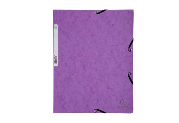 Immagine di Cartellina con elastico - cartoncino lustr? - 3 lembi - 400 gr - 24x32 cm - viola - Exacompta