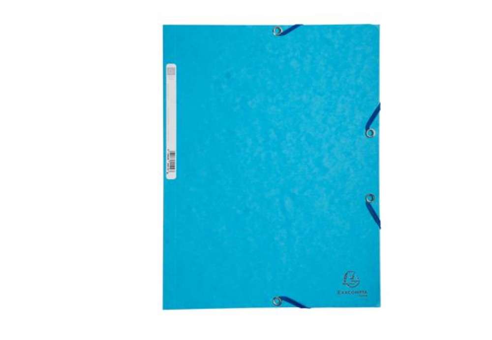 Immagine di Cartella 3 lembi con elastico angolare - A4 - dorso 0,3 cm - cartoncino Lustrè - turchese - Exacompt