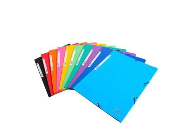 Immagine di Cartellina con elastico - cartoncino lustr? - 3 lembi - 400 gr - 24x32 cm - mix 10 colori - Exacompt