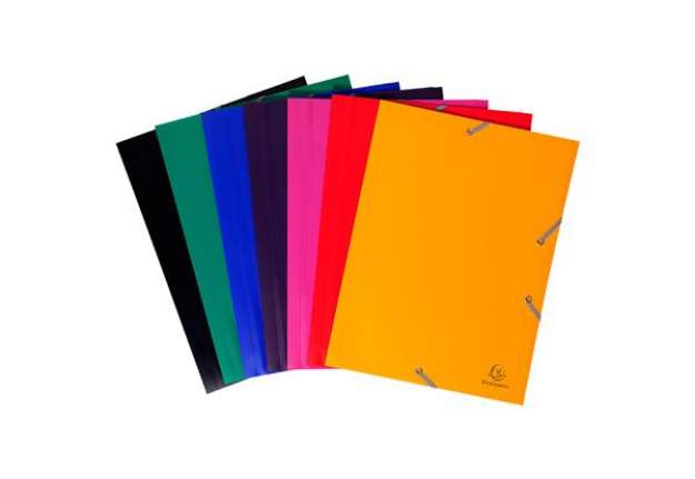 Immagine di Cartellina 3 lembi - con elastici - PPL - 24x32 cm - nero - Exacompta