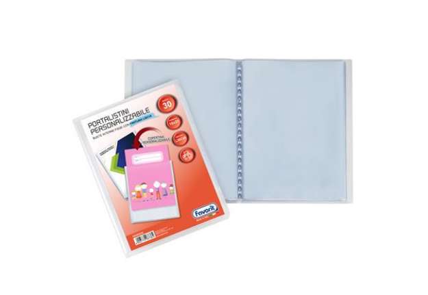 Immagine di Portalistini personalizzabile Sviluppo - liscio - 15x21 cm - 30 buste - trasparente - Favorit
