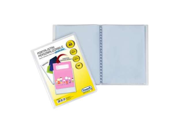 Immagine di Portalistini personalizzabile Sviluppo - liscio - 15x21 cm - 40 buste - trasparente - Favorit