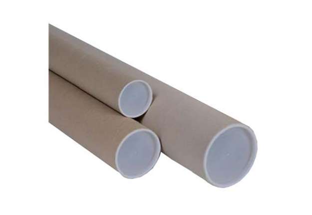 Immagine di Tubo - con doppio tappo trasparente - diametro 10 cm - H 70 cm - cartone - avana
