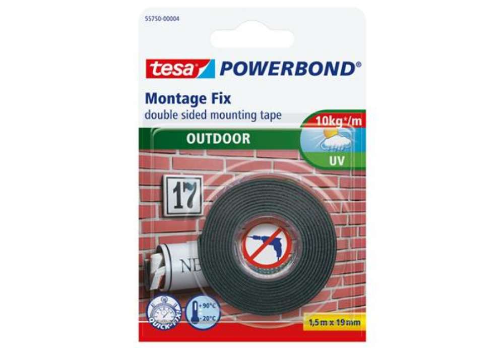 Immagine di Nastro biadesivo Powerbond - 19 mm x 1,5 m - acrilico - bianco - Tesa