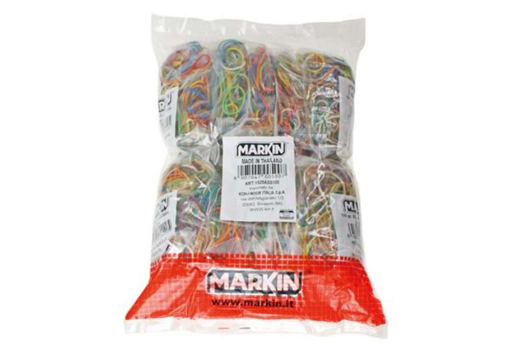 Immagine di Elastici - misure e colori assortiti - 1 kg - gomma - Markin - conf. 10 sacchetti (100 gr cad)