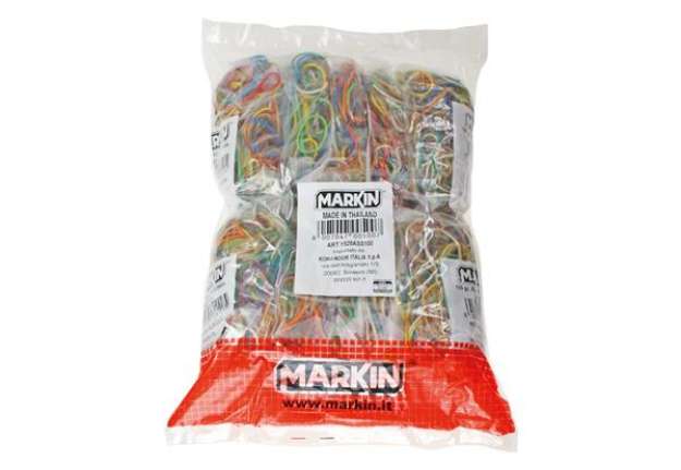 Immagine di Elastici - misure e colori assortiti - 1 kg - gomma - Markin - conf. 10 sacchetti (100 gr cad)
