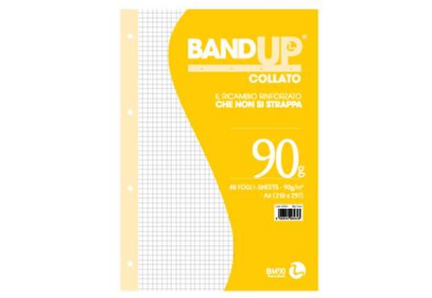 Immagine di Blocco collato BandUp - fori rinforzati - A4 - quadretto 5mm - 40 fogli - 90gr - BM