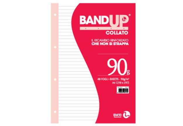 Immagine di Blocco collato BandUp - fori rinforzati - A4 - 1 rigo - 40 fogli - 90gr - BM