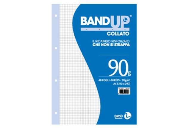Immagine di Blocco collato BandUp - fori rinforzati - A4 - quadretto 4mm - 40 fogli - 90gr - BM