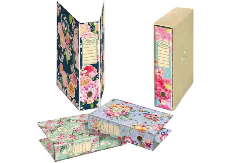 Immagine di Registratore a leva Nature Flowers - protocollo - dorso 8cm - Pigna