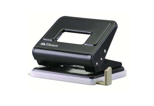Immagine di Perforatore in metallo - 2 fori - passo 8 cm - nero - Titanium