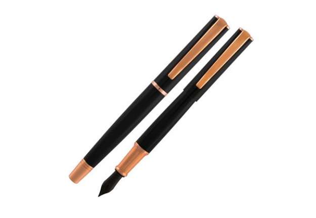 Immagine di Penna Stilografica Impressa - punta M - nero/rosegold - Monteverde