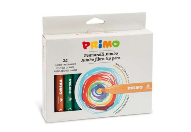 Immagine di Pennarelli Jumbo - punta ø7,6mm - colori assortiti - Primo - astuccio 24 pezzi