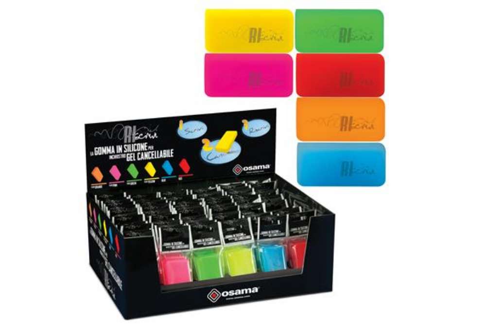 Immagine di Gomma Riscrivi per gel cancellabile - colori assortiti - 6x3cm - Osama