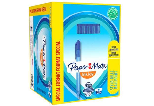 Immagine di Penna a sfera a scatto Inkjoy 100 RT  - punta 1,0mm - blu - Papermate - conf. 80+20 pezzi