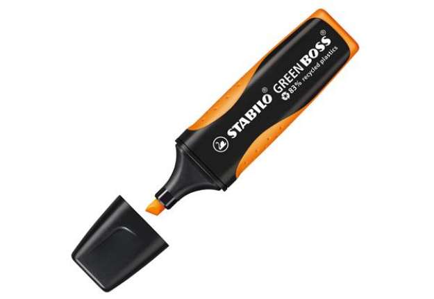 Immagine di Evidenziatore Green Boss - punta a scalpello - tratto 2 - 5 mm - arancio 54 - 83% plastica riciclata
