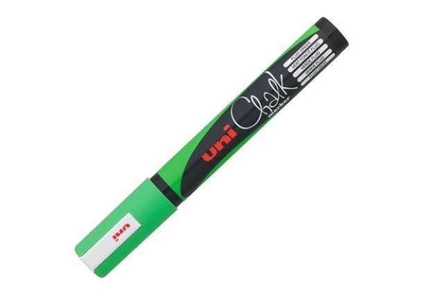 Immagine di Marcatore a gesso liquido Uni Chalk Marker - punta tonda da 1,80-2,50mm - verde fluo - Uni Mitsubish