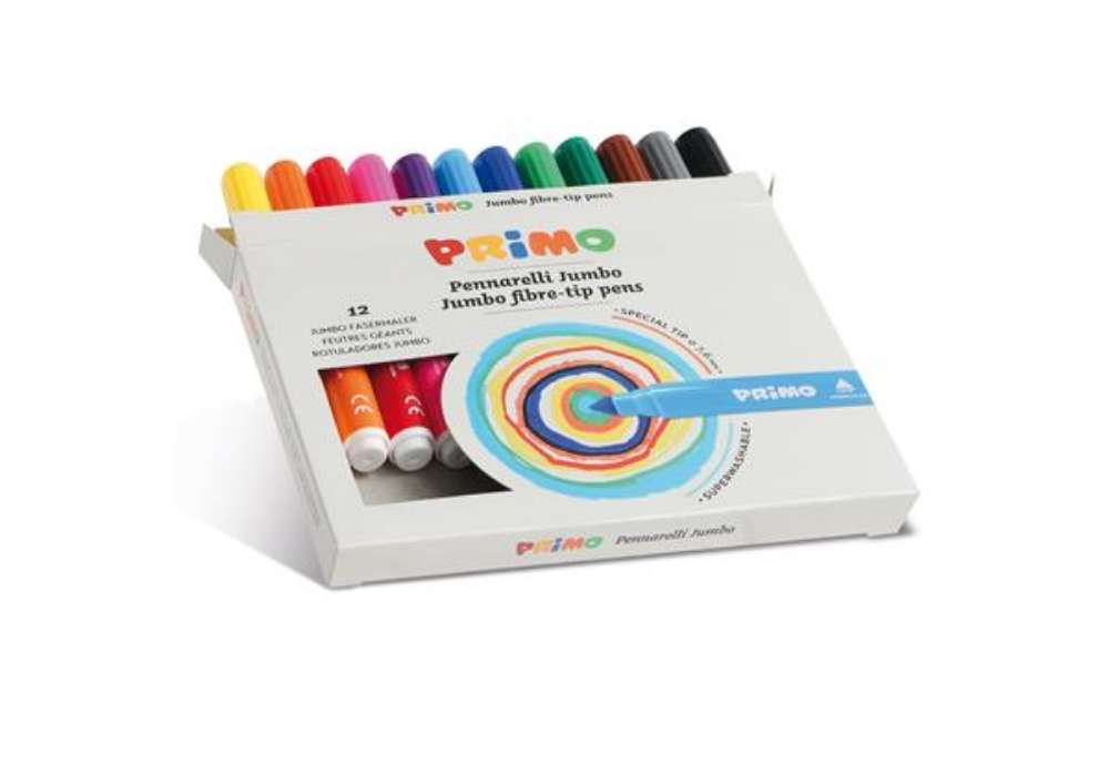 Immagine di Pennarelli Jumbo - punta ø7,6mm - colori assortiti - Primo - astuccio 12 pezzi