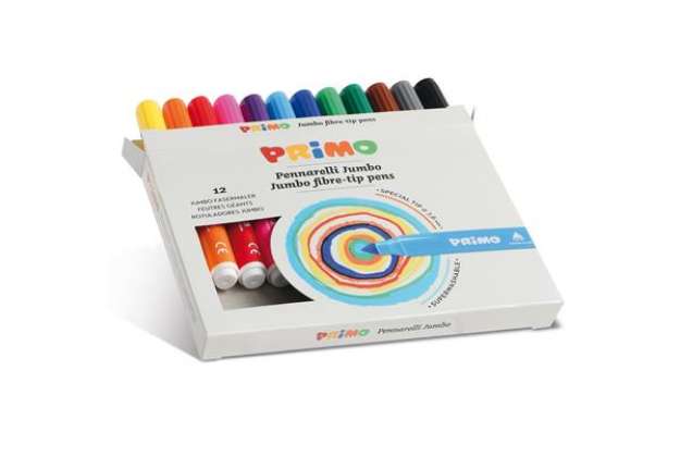 Immagine di Pennarelli Jumbo - punta ø7,6mm - colori assortiti - Primo - astuccio 12 pezzi