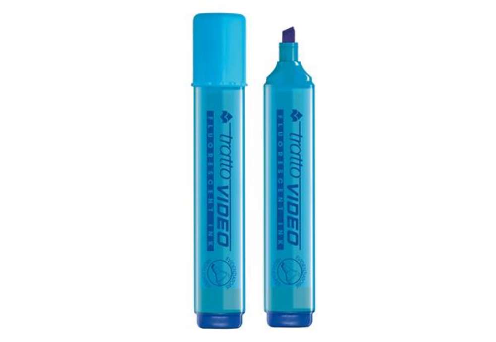 Immagine di Evidenziatore Tratto Video  - punta a scalpello - tratto da 1,0mm-5,0mm - azzurro - Tratto