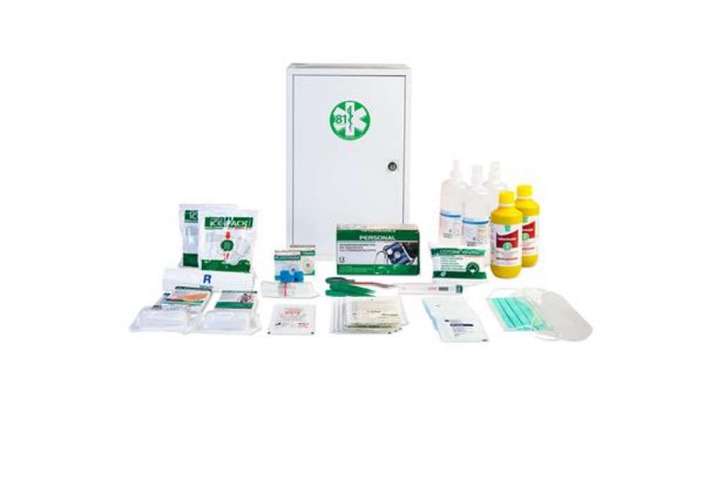 Immagine di Armadietto di pronto soccorso 102/M - 46x30x14 cm - metallo - oltre 3 persone - bianco - PVS