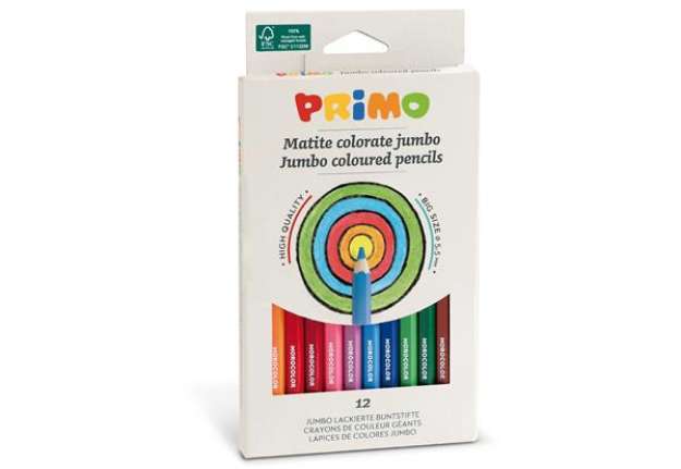 Immagine di Matite colorate Jumbo - diametro mina 5,5 mm - colori assortiti - Primo - astuccio 12 matite