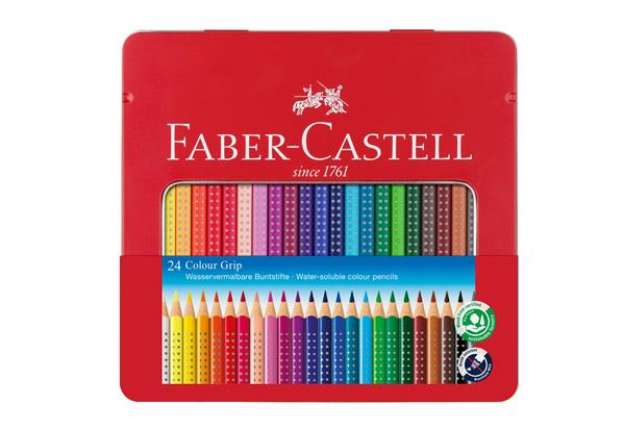 Immagine di Matite colorate Colour Grip - acquerellabili - Faber-Castell - astuccio in metallo 24 pezzi