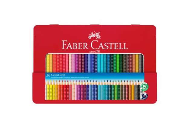 Immagine di Matite colorate Colour Grip - acquerellabili - Faber-Castell - astuccio in metallo 36 pezzi