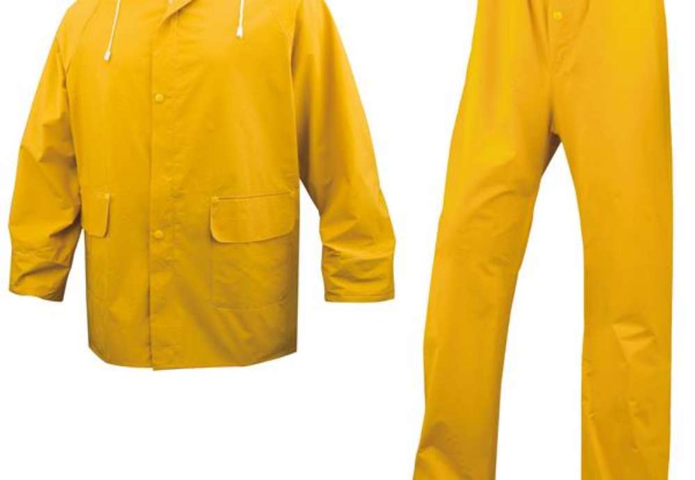 Immagine di Completo impermeabile EN304 - giacca + pantalone - poliestere/PVC - taglia XL - giallo - Deltaplus