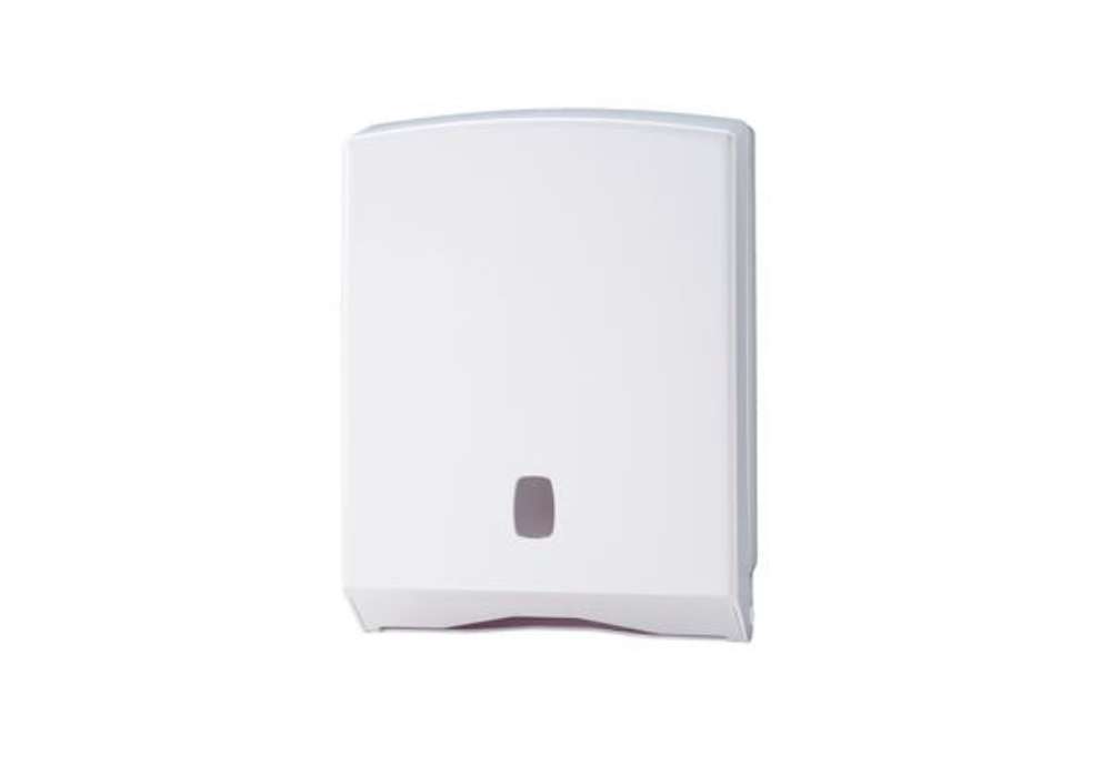 Immagine di Dispenser asciugamani piegati C/Z/M/V Basica - 27,8 x 12,8 x 38 cm - bianco/grigio - Medial