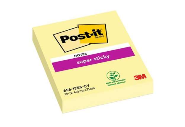 Immagine di Blocco foglietti Super Sticky - 656-12SS-CY-EU - 47,6 x 76 mm - giallo Canary - 90 fogli - Post-it