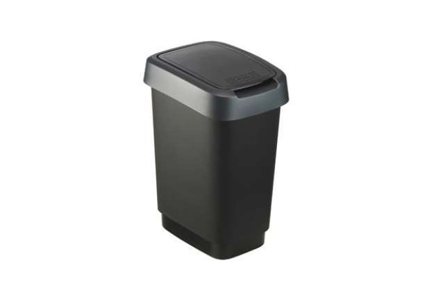 Immagine di Pattumiera con coperchio basculante - 25 L - 33,3 x 25,2 x 47,6 cm - PPL - nero/grigio - Rotho