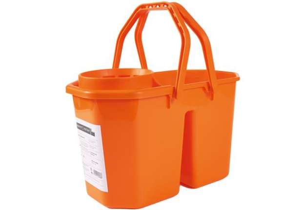 Immagine di Secchio a doppia vasca con strizzatore - PPL riciclabile - 15 L - rosso - PerfettoFactory