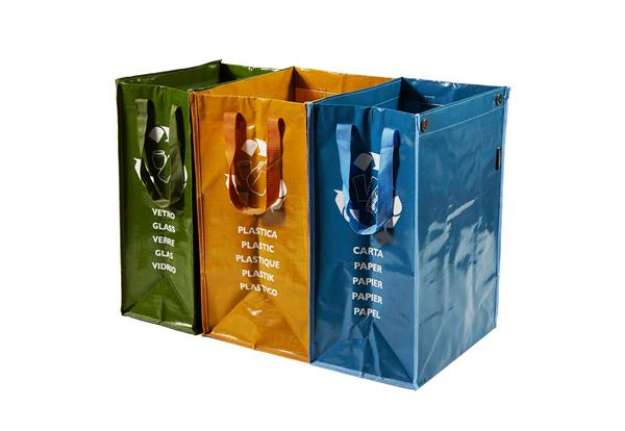 Immagine di Set Ricicla Bag - 3 contenitori - misure assortite - verde/ocra/blu - Perfetto