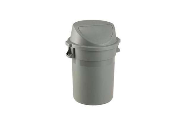 Immagine di Bidone Maxipush - diametro 55,5 cm - altezza 78 cm - PPL - 80 L - grigio - Medial International